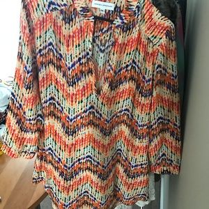 Multicolored summer silk blouse.